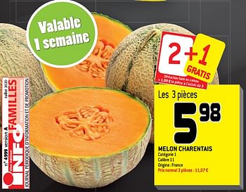Promotions Melon charentais - Produit maison - Match - Valide de 29/07/2020 à 11/08/2020 chez Match