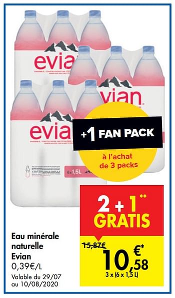 Promotions Eau minérale naturelle evian - Evian - Valide de 29/07/2020 à 10/08/2020 chez Carrefour