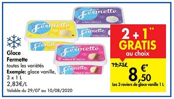 Promotions Glace fermette glace vanille - Fermette - Valide de 29/07/2020 à 10/08/2020 chez Carrefour