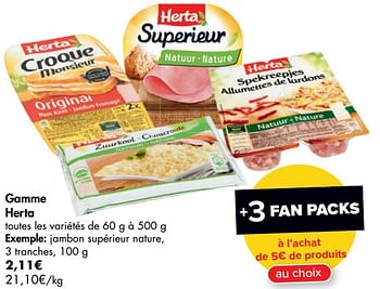 Promotions Gamme herta jambon supérieur nature - Herta - Valide de 29/07/2020 à 10/08/2020 chez Carrefour