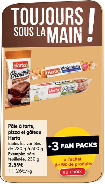 Promoties Pâte à tarte, pizza et gâteau herta pâte feuilletée - Herta - Geldig van 29/07/2020 tot 10/08/2020 bij Carrefour