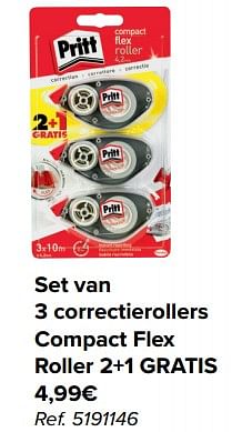Promoties Set van 3 correctierollers compact flex roller 2+1 gratis - Pritt - Geldig van 29/07/2020 tot 07/09/2020 bij Carrefour