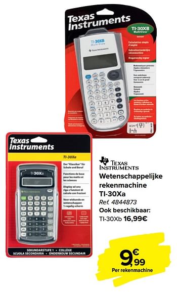 Promoties Wetenschappelijke rekenmachine ti-30xa - Texas Instruments - Geldig van 29/07/2020 tot 07/09/2020 bij Carrefour