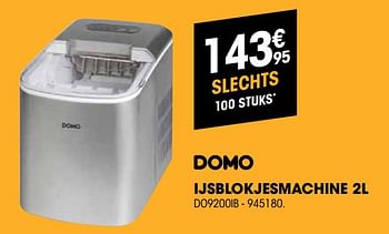 Promoties Domo ijsblokjesmachine 2l do9200ib - Domo elektro - Geldig van 01/08/2020 tot 16/08/2020 bij Electro Depot