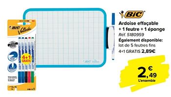 Promoties Ardoise effaçable + 1 feutre + 1 éponge - BIC - Geldig van 29/07/2020 tot 07/09/2020 bij Carrefour