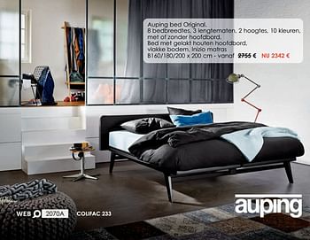 Promotions Auping bed original met gelakt houten hoofdbord - Auping - Valide de 01/08/2020 à 31/08/2020 chez Krea-Colifac