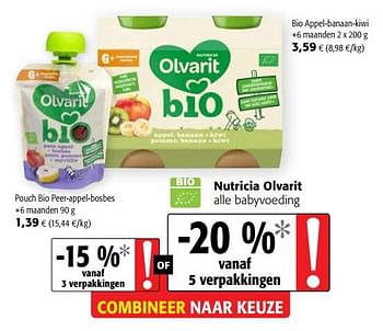 Promoties Nutricia olvarit alle babyvoeding - Nutricia - Geldig van 29/07/2020 tot 11/08/2020 bij Colruyt