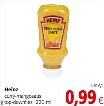 Promotions Heinz curry-mangosaus top-downfles - Heinz - Valide de 29/07/2020 à 11/08/2020 chez Colruyt