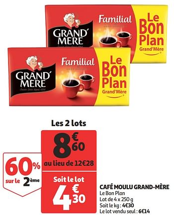 Promotions Café moulu grand-mère - Grand Mere - Valide de 29/07/2020 à 09/08/2020 chez Auchan Ronq