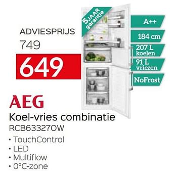 Promoties Aeg koel-vries combinatie rcb63327ow - AEG - Geldig van 01/08/2020 tot 31/08/2020 bij Selexion