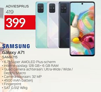 Promoties Samsung galaxy a71 sama715 - Samsung - Geldig van 01/08/2020 tot 31/08/2020 bij Selexion