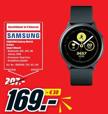 Promoties Samsung galaxy watch active smart watch - Samsung - Geldig van 01/08/2020 tot 09/08/2020 bij Media Markt
