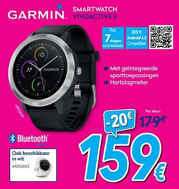 Promotions Garmin smartwatch vivoactive 3 - Garmin - Valide de 01/08/2020 à 31/08/2020 chez Krefel