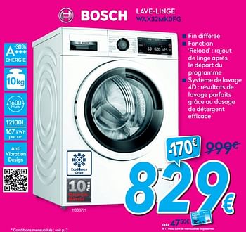 Promotions Bosch lave-linge wax32mk0fg - Bosch - Valide de 01/08/2020 à 31/08/2020 chez Krefel
