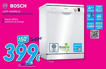 Promotions Bosch lave-vaisselle sms25aw03e silence plus - Bosch - Valide de 01/08/2020 à 31/08/2020 chez Krefel