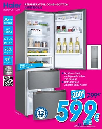 Promotions Hayer réfrigérateur combi-bottom a3fe835cgje - Haier - Valide de 01/08/2020 à 31/08/2020 chez Krefel