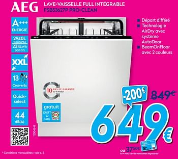 Promotions Aeg full lave-vaisselle full intégrable fsb53627p pro-clean - AEG - Valide de 01/08/2020 à 31/08/2020 chez Krefel