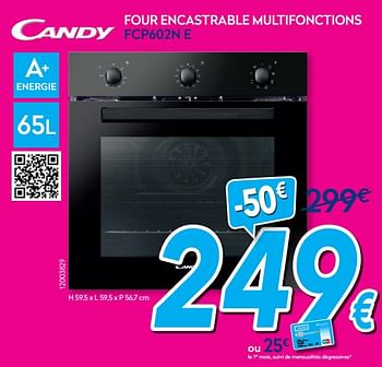 Promotions Candy four encastrable multifonctions fcp602n e - Candy - Valide de 01/08/2020 à 31/08/2020 chez Krefel