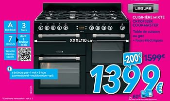 Promotions Leisure cuisinière mixte ck110f332k cookmaster - Leisure - Valide de 01/08/2020 à 31/08/2020 chez Krefel