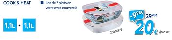 Promotions Lot de 2 plats en verre avec couvercle - Pyrex - Valide de 01/08/2020 à 31/08/2020 chez Krefel