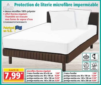 Promotions Protection de literie microfibre imperméable - Dreamtex - Valide de 05/08/2020 à 11/08/2020 chez Norma