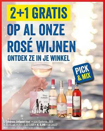 Promoties Cimarosa zinfandel rosé - Rosé wijnen - Geldig van 10/08/2020 tot 14/08/2020 bij Lidl
