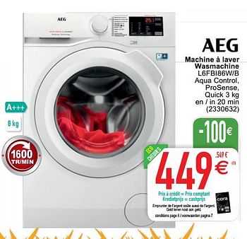 Promotions Aeg machine à laver wasmachine l6fbi86w-b - AEG - Valide de 01/08/2020 à 31/08/2020 chez Cora