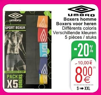Promoties Boxers homme boxers voor heren - Umbro - Geldig van 01/08/2020 tot 31/08/2020 bij Cora