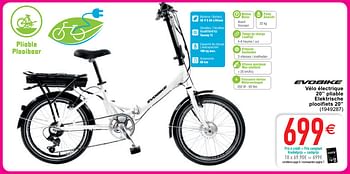 Promotions Vélo électrique 20`` pliable elektrische plooifiets 20 - Evobike - Valide de 01/08/2020 à 31/08/2020 chez Cora
