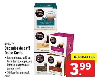 Promotions Capsules de café dolce gusto - Nescafe - Valide de 10/08/2020 à 14/08/2020 chez Lidl