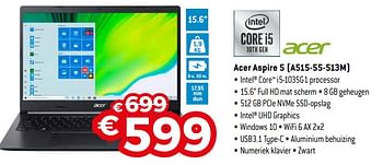 Promoties Acer aspire 5 a515-55-513m - Acer - Geldig van 01/08/2020 tot 31/08/2020 bij Exellent