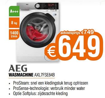Promoties Aeg wasmachine axl7fse84b - AEG - Geldig van 01/08/2020 tot 31/08/2020 bij Expert