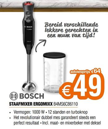 Promoties Bosch staafmixer ergomixx b4ms6cb6110 - Bosch - Geldig van 01/08/2020 tot 31/08/2020 bij Expert