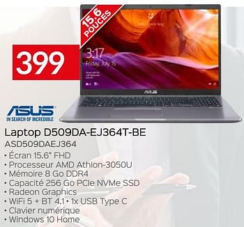 Promotions Asus laptop d509da-ej364t-be asd509daej364 - Asus - Valide de 01/08/2020 à 31/08/2020 chez Selexion
