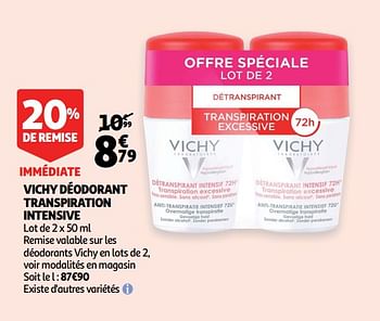 Promotions Vichy déodorant transpiration intensive - Vichy - Valide de 05/08/2020 à 25/08/2020 chez Auchan Ronq