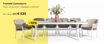 Promoties Tuintafel canterburry tafel in wit aluminium - inlegbladen in keramiek - Huismerk - Molecule - Geldig van 01/08/2020 tot 31/08/2020 bij Molecule