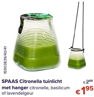 Promoties Spaas citronella tuinlicht met hanger - Spaas - Geldig van 01/08/2020 tot 31/08/2020 bij Euro Shop