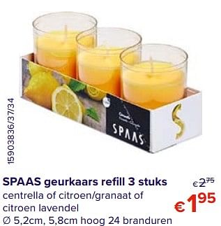 Promoties Spaas geurkaars refill 3 stuks - Spaas - Geldig van 01/08/2020 tot 31/08/2020 bij Euro Shop