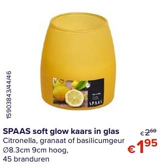 Promoties Spaas soft glow kaars in glas - Spaas - Geldig van 01/08/2020 tot 31/08/2020 bij Euro Shop