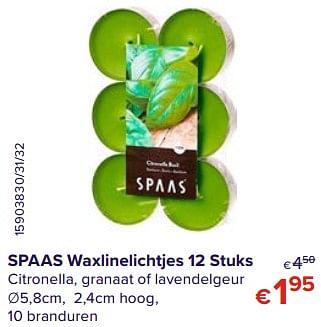 Promoties Spaas waxlinelichtjes 12 stuks - Spaas - Geldig van 01/08/2020 tot 31/08/2020 bij Euro Shop