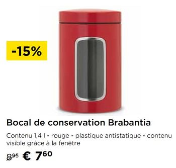 Promotions Bocal de conservation brabantia - Brabantia - Valide de 01/08/2020 à 31/08/2020 chez Molecule