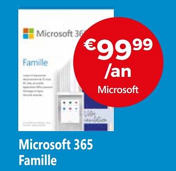 Promotions Microsoft 365 famille - Microsoft - Valide de 01/08/2020 à 31/08/2020 chez Exellent