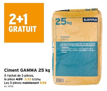 Promotions Ciment gamma - Gamma - Valide de 05/08/2020 à 18/08/2020 chez Gamma