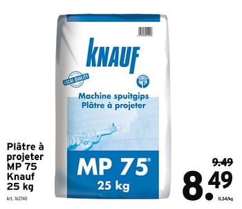 Promoties Plâtre à projeter mp 75 knauf - Knauf - Geldig van 05/08/2020 tot 18/08/2020 bij Gamma