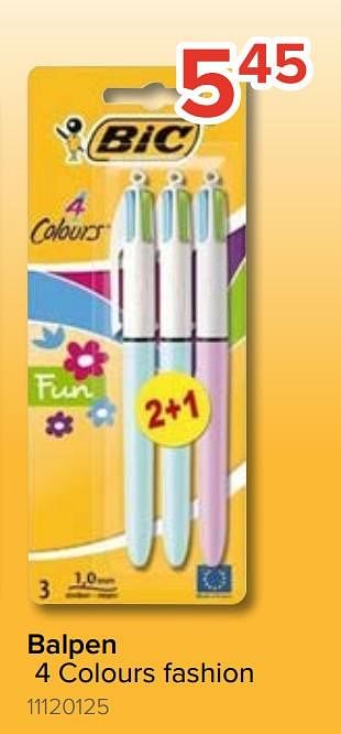 Promoties Balpen 4 colours fashion - BIC - Geldig van 10/08/2020 tot 06/09/2020 bij Euro Shop