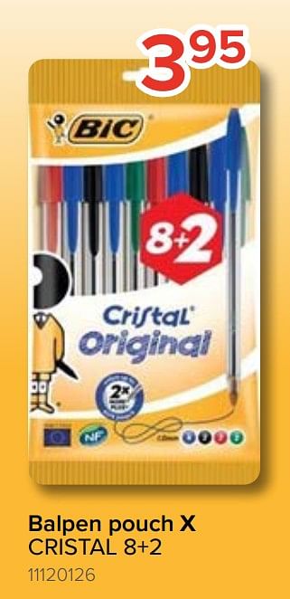 Promoties Balpen pouch x cristal 8+2 - BIC - Geldig van 10/08/2020 tot 06/09/2020 bij Euro Shop