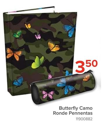 Promoties Butterfly camo ronde pennentas - Huismerk - Euroshop - Geldig van 10/08/2020 tot 06/09/2020 bij Euro Shop