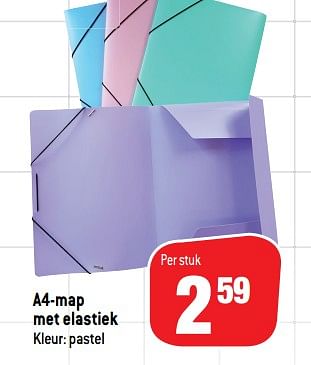 Promoties A4-map met elastiek pastel - Huismerk - Match - Geldig van 05/08/2020 tot 30/09/2020 bij Match