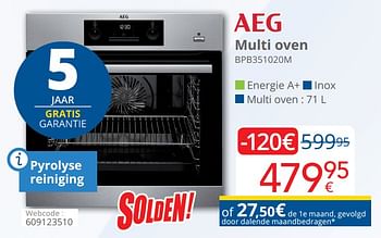 Promoties Aeg multi oven bpb351020m - AEG - Geldig van 01/08/2020 tot 31/08/2020 bij Eldi