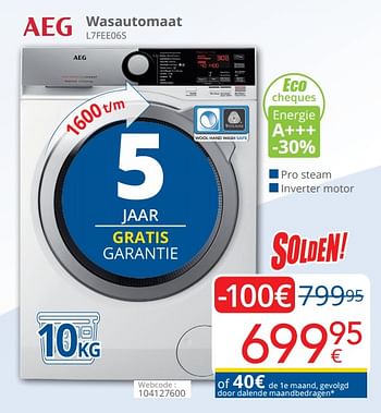Promoties Aeg wasautomaat l7fee06s - AEG - Geldig van 01/08/2020 tot 31/08/2020 bij Eldi
